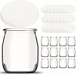 SPECIAL-DAY Set di 12 vasetti da Yogurt in Vetro con 24 coperchi ermetici Senza BPA - per yogurtiera - Robot - Multicooker (Thermomix, SEB, TM5 / 6, cookéo ECC.) - 143 ML / 125 GR