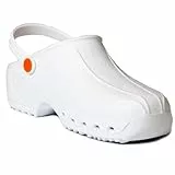 Gima - Zoccoli Professionali Ultraleggeri con Laccetto, Unisex, Anatomici, Antiscivolo, Antishock, Antistatici, Tomaia Non Forata, Suola Forata, Colore Bianco, Misura EU 40, 1 Paio