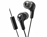 JVC HA-FX7M cuffie auricolari in-ear Gumy Plus con telecomando e microfono, Cavo colorato da 1 metro con connettore sottile compatibile con iPhone, Nero