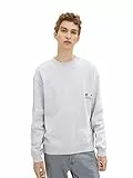 TOM TAILOR Denim Felpa con Stampa, Uomo, Grigio (Light Stone Grey Melange 15398), XXL