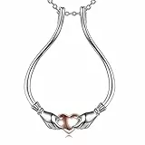 Collane del ciondolo sicuro del ciondolo di fidanzamento Collana del supporto del supporto della forma del cuore dell'argento Gioielli di fidanzamento delicato per le donne Collana del supporto delle