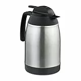 Relaxdays Caraffa Termica 1,5 l, Dispenser caffè e tè, Brocca Bevande Calde, Acciaio Inox e Plastica, Argentato Nero, 24,5 x 17,5 x 13 cm