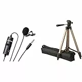 BOYA By-M1&Nbsp;- Microfono A Clip Per Fotocamera Dslr/Smartphone/Videocamera/Registratori Audio, Colore:&Nbsp;Nero & Amazon Basics - Treppiedi leggero per fotocamera, con custodia, da 41,91 a 127 cm