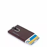 PIQUADRO Porta Carte di Credito Pelle,meccanismo in Metallo, Accessori da Viaggio-Portafogli Unisex-Adulto, Mogano, Talla única