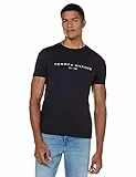 Tommy Hilfiger T-shirt Maniche Corte Uomo Core Tommy Logo Scollo Rotondo, Nero (Jet Black), XL