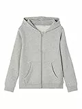 Name It Nkflena Ls Sweat Card Wh Bru Noos, Giacca Con Cappuccio Bambine e ragazze, Grigio (Grey Melange), 104