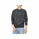 Calvin Klein Felpa Senza Cappuccio Uomo Jeans Logo AOP Crew Neck j30j320847 XL Nero