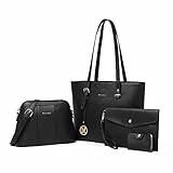 Miss Lulu Borsa Donna Tote Bag Grande Tracolla per Portafoglio, da polso, Regolabile, da shopping 4 pezzi set