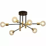 Industriale Camera Da Letto E27 Plafoniere Moderno Sospensione Soggiorno Lampadario Nero Metallo Sputnik Lampada Da Soffitto Angolo Regolabile Di 180 ° 6 Luci Semi-Incasso