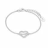 s.Oliver Bracciale da donna in argento 925, con zirconi sintetici, 17+3 cm, argento, Infinity, Fornito in confezione regalo, 2020972