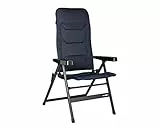 BRUNNER Rebel PRO (S-M-L) Sedia Pieghevole da Campeggio, Giardino, Terrazzo in Alluminio, Regolabile in 5 Posizioni, con Portata Fino a 150 kg, Schienale Alto, Nero o Blu
