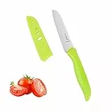 SHI BA ZI ZUO Coltello da Verdura Da 4 pollici con Coprilama, Coltello da Frutta con Lama in Acciaio Inossidabile, Coltello da Cucina con Manico in Plastica Coltello per Sbucciare