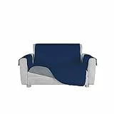 Italian Bed Linen Copridivano bicolore in microfibra TRENDY, Blu Scuro/Grigio Chiaro, 2 Posti