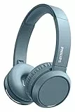 PHILIPS AUDIO On Ear H4205Bl/00 Cuffie Con Pulsante Bass Boost Bluetooth, 29 Ore Di Riproduzione, Funzione Di Ricarica Rapida, Isolamento Acustico, Pieghevole, Modello 2020/2021, Blu