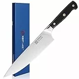 KEEMAKE Coltelli da Cucina 20 cm, Coltello da Chef in Acciaio ad Alto Tenore di Carbonio, Coltello Cucina Professionale con Manico Ergonomico, Coltello Verdure Carne Pane