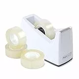 Rapesco 1620 300 Dispenser per Nastro Adesivo e 4 Rotoli di Nastro, Bianco