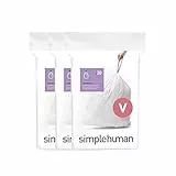 simplehuman Code V Sacchetti per la spazzatura con coulisse, personalizzabili, in confezioni dispenser, 16-18 litri, colore: bianco - 60 fodere