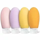 Opret Bottiglie da Viaggio 100ml in Silicone, 4 Pezzi Kit Contenitori da Viaggio Flaconi con Custodia per Shampoo, Liquidi and Lozione, Nessun BPA