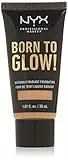 NYX Professional Makeup Fondotinta Illuminante Effetto Naturale Born To Glow, Coprenza media modulabile