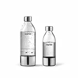 aarke 2 x Bottiglia Gasatore d’acqua Carbonator 3, senza BPA con Dettagli in Acciaio, 800ml + 450ml