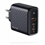 VOLTME Caricatore USB C 100W GaN III per Laptop Caricatore Rapido Multiplo Nero, adattatore USB-C PD3.0 a 3 Porte (2USB-C&USB), Compatibile con MacBook Pro/Steam Deck/Samsung/Huawei/Dell, ecc