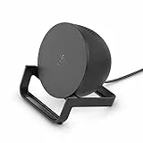 Belkin SoundForm Charge, Altoparlante Bluetooth con supporto di ricarica wireless, ricarica e ascolta la musica, guarda video in streaming o partecipa a videochiamate - Nero