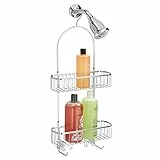 mDesign mensola Doccia da agganciare – Portasapone Doccia a Due cestelli – con Ganci per sistemare Gli Accessori per Doccia in Modo ordinato – Si Fissa Senza Usare Attrezzi – Colore: Argentato