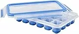 Emsa, Contenitore Cubetti di Ghiaccio Salvafreschezza Clip&Close, Contenitore con Coperchio, Fondo in Silicone e Chiusura Ermetica, Contiene 24 Cubetti di Ghiaccio, Trasparente