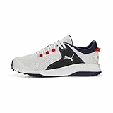 PUMA Impugnatura Fusion, Scarpe da Golf Uomo, Bianca Argento Marina, 40.5 EU