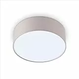 Paco Home Lampada A Plafone LED Tavolo Da Pranzo Deco Soggiorno Moderna Ufficio Paralume Rotondo Tessuto E27, Colore:Beige, Dimensione apparecchio_Forma:Ø30cm