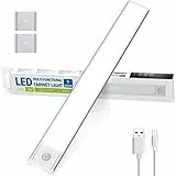 Aigostar Luce Armadio con Sensore Movimento Ricaricabile Luci LED Sottopensile Cucina 1100mAh Sottile Luce Scale Interno Senza Fili Lampada Guardaroba 6500K Bianca Fredda