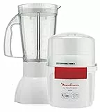 Moulinex Tritatutto e frullatore La Moulinette 800 W+ frullatore a doppia lama in acciaio inossidabile da 200 g e 750 ml 1-2-3 frutti bianco/rosso