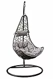 AVANTI TRENDSTORE - Binto - Sedia sospesa in acciaio verniciato a polvere con cuscini in poliestere di colore beige. Dimensioni LA 105x195 cm