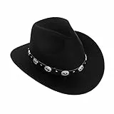 keland Cappello da Cowboy in Feltro Cappello da Cowgirl Cappello Western Cappello Occidentale per Donna Uomo (Nero)