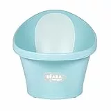 BÉABA by Shnuggle - Vasca da bagno ergonomica, compatta, schienale in schiuma, supporto per il bambino da riempire rapidamente, piedini antiscivolo, colore: acqua