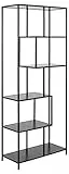 Marchio Amazon - Movian Libreria 4 ripiani con scaffali in melammina e base in metallo, 77 x 35 x 185 cm, nero cenere