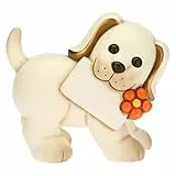 THUN - Cane con Cartello Personalizzabile - Living, Icone, Animali e Minianimali - Ceramica Dipinta a Mano - 17,9x12,6x10 cm h