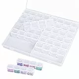Jinlaili 56 Griglie Casella di Organizer Jewelry portatile, Scatole di Immagazzinaggio in Plastica, Slot Diamante Ricamo Box, Organizer per Accessori Piccoli Unghie, Strass, Perline, Artigianato DIY