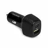 Vultech Caricatore Auto CA-3QP 45W, 2 Porte: USB Quick Charge 3.0 (18W) e Type-C Power Delivery (27W) ultraveloce. Caricabatterie Compatibile con iPhone, iPad, Galaxy S23 Ultra e Altri Smartphone