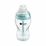 Tommee Tippee Biberon Anticolica, Tettarella Simile al Seno e Sistema di Ventilazione Anticolica, 340ml, Confezione da 1, Trasparente, Colore e design possono variare
