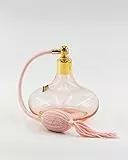 Spruzzatore per profumo in vetro di Bohemia rosa trasparente - basso - made in Italy - vintage - 69202