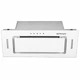 Orbegozo CA 09190 BL Cappa aspirante Cassetta 90 cm Classe A Frontale Vetro temperato Bianco Estrazione 637,1 m3/h, 3 Livelli di Potenza, Illuminazione a LED, Acciaio, Nero