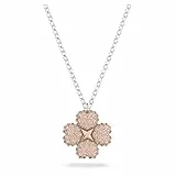 Swarovski Ciondolo Lathisha, collana da donna in metallo misto rosa con elegante motivo floreale e ciondolo scintillante in cristallo pavé