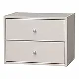 Iris Ohyama, Piccolo contenitore, Comodino, Tavolino, Comodino, 2 cassetti ergonomici, Solido, Ufficio, Camera da letto, Soggiorno - Stack Box STB-400H - Rovere bianco