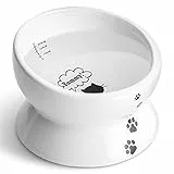 Y YHY ciotola per gatti in ceramica 450 ml, ciotola per gatti inclinata in ceramica, ciotola rialzata in porcellana con design inclinato, bianca