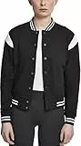 Urban Classics Ladies Inset College Sweat Jacket Felpa, Nero (Blk/Wht 00050), XL Donna