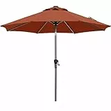 ABCCANOPY Ombrellone OLEFIN da 2,7 m, 3 anni, non sbiadisce, in alluminio, con 8 stecche robuste, color ruggine