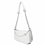 CAMILIFE Borsa Bianca Donna Borsa a tracolla bianca Mini Borse con Catena di Perle Pochette Classica in Coccodrillo per Borsa a Tracolla da Donna Anni '90
