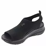 Skechers Arch Fit City Catch, Sandali Punta Aperta Donna, Nero (Black), 37 EU