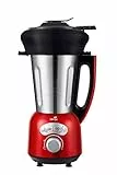 Senya - Frullatore riscaldante in acciaio inox Cook & Ice V3 rosso, frullatore da zuppa vellutato/macinato,1,5 L, 1400 W, e cestello per vapore in silicone da 2 L SYCP-HB008RA